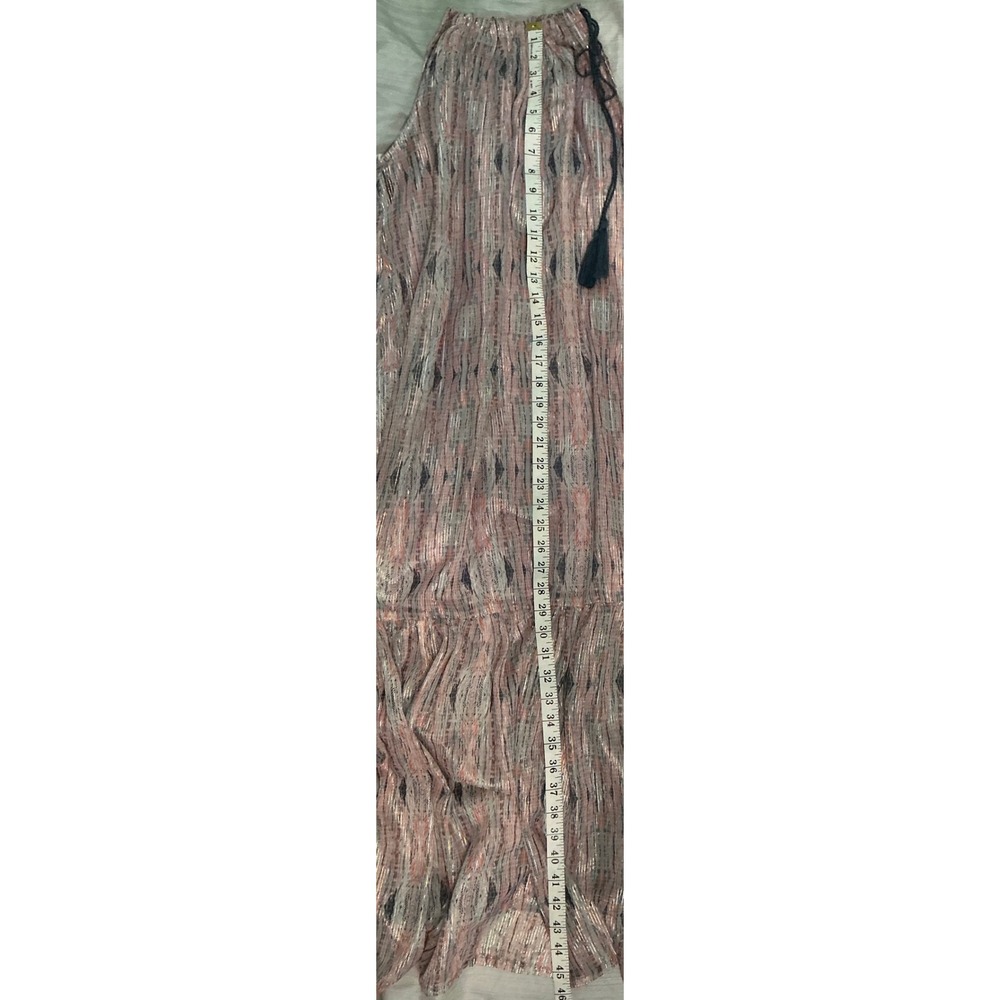 World Market Estrella Blue and Pink Shimmer Geo Midi Dress Flowy Lagenlook S/M - Picture 5 of 10